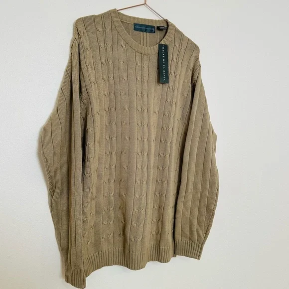 New Oscar De La Renta Classic Knit Crewneck Sweater